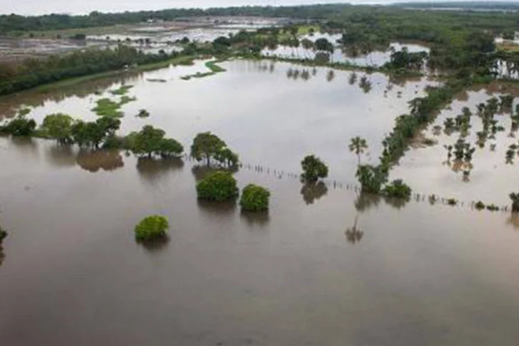 Foto aérea de Nueva Concepcion, divulgada pela Coordenadoria para a Redução de Desastres (Conred), em 13 de setembro (Divulgação)
