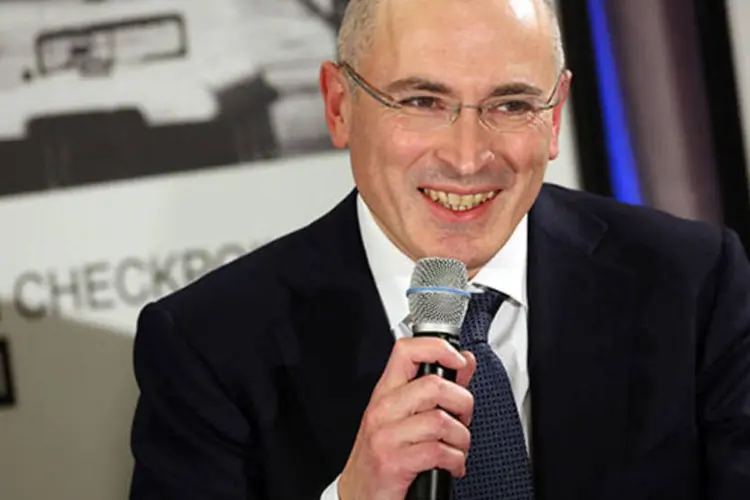 O ex-magnata petroleiro Mikhail Khodorkovski: Khodorkovski, de 50 anos, passou uma década na prisão, condenado por diversos crimes financeiros (Adam Berry/Getty Images)