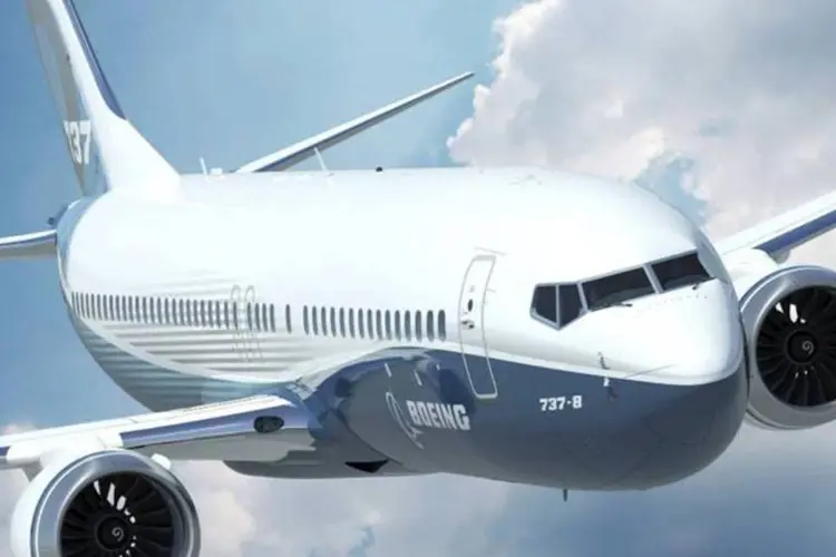 
	Modelo 737 MAX, da Boeing: as entregas de aeronaves comerciais cresceram 14 por cento para 184
 (Boeing/Divulgação via Bloomberg)