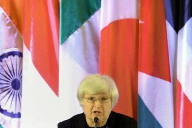 Janet Yellen fala em conferência econômica em Xangai, 3 de junho de 2013 (Peter Parks/AFP)