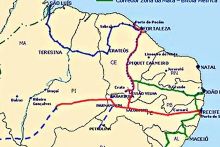 Traçado em vermelho corresponde à área em construção. (wikimediacommons)