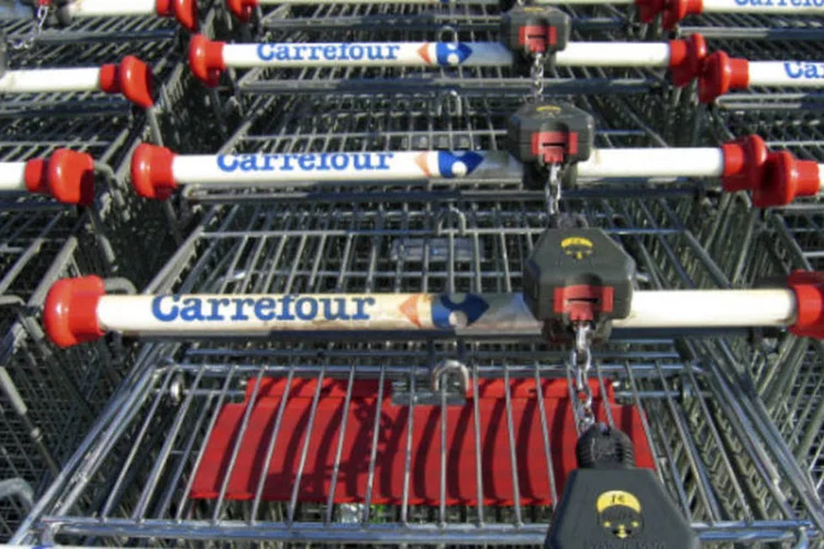 
	Carrinhos de supermercado do Carrefour: vendas no Brasil, o segundo maior mercado do Carrefour, tiveram alta de 8,6%
 (Fernando Camino/Getty Images)