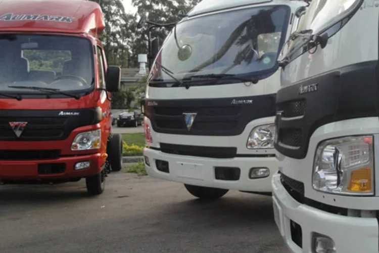 
	Caminh&otilde;es da Foton: companhia est&aacute; construindo uma f&aacute;brica em Gua&iacute;ba
 (Reprodução)