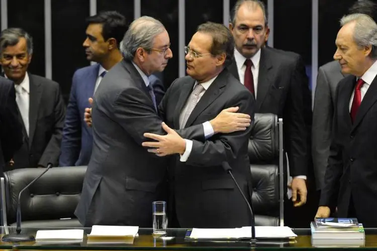 
	O presidente da C&acirc;mara, Eduardo Cunha, e o do Senado, Renan Calheiros
 (Fabio Rodrigues Pozzebom/Agência Brasil)