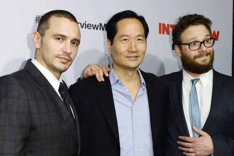 Premiere de "A Entrevista" em Los Angeles: filme conta a história de um apresentador de TV e seu produtor que conseguem uma entrevista com Kim Jong Un (Kevork Djansezian/Reuters)