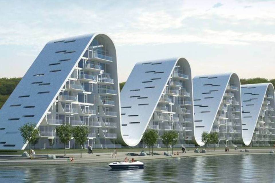 Um prédio em formato de onda na Dinamarca
