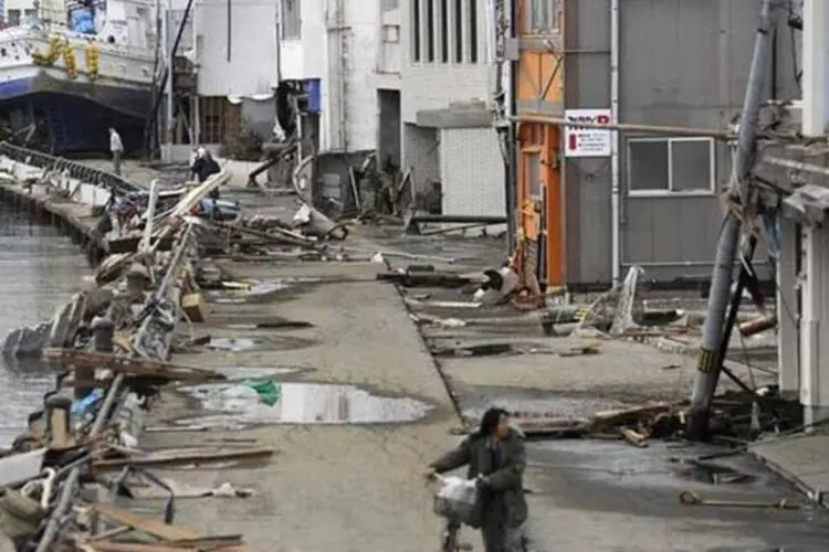 
	A cidade japonesa de Ishinomaki, devastada pelo tsunami de mar&ccedil;o de 2011: cat&aacute;strofe vai completar dois anos
 (AFP/Philippe Lopez)