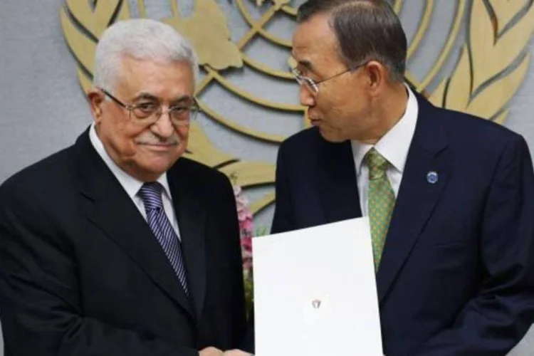 Mahmoud Abbas, da Autoridade Nacional Palestina e o secretário-geral da ONU, Ban Ki Moon (Spencer Platt/Getty Images)