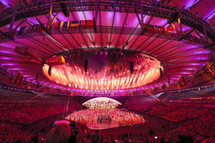 
	Abertura das Olimp&iacute;adas do Rio de Janeiro, no est&aacute;dio do Maracan&atilde;.
 (Ricardo Stuckert/CBF/Fotos Públicas/Divulgação)