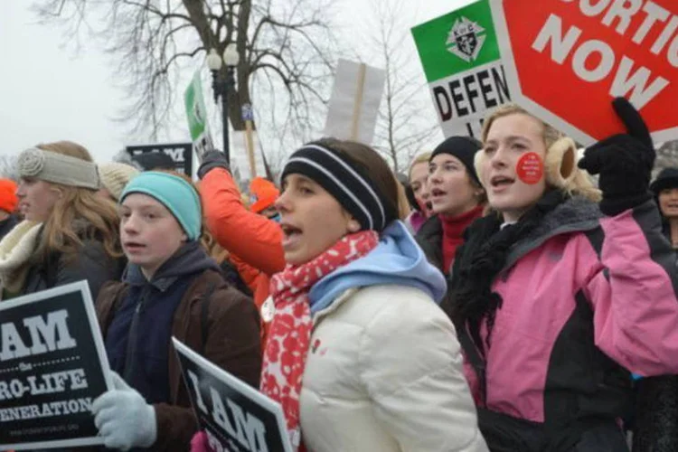 Ativistas contrários ao aborto protestam em Washington DC, nos Estados Unidos (AFP / Mandel Ngan)