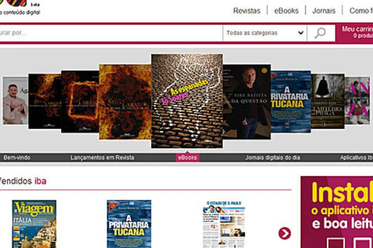 O iba já conta com 6 mil livros de 170 editoras, além de 17 jornais e 25 revistas da editora Abril (Reprodução)
