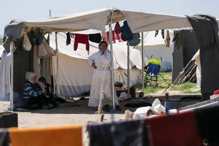 Acampamento: a ilha de Quios recebe cerca de 4 mil refugiados (Getty Images)