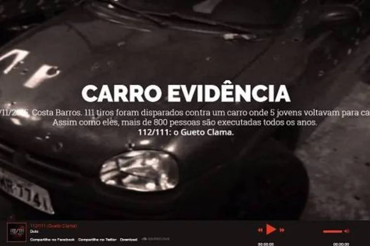 Ação "Carro evidência" lembra o massacre de cinco jovens durante uma ação policial (Reprodução)