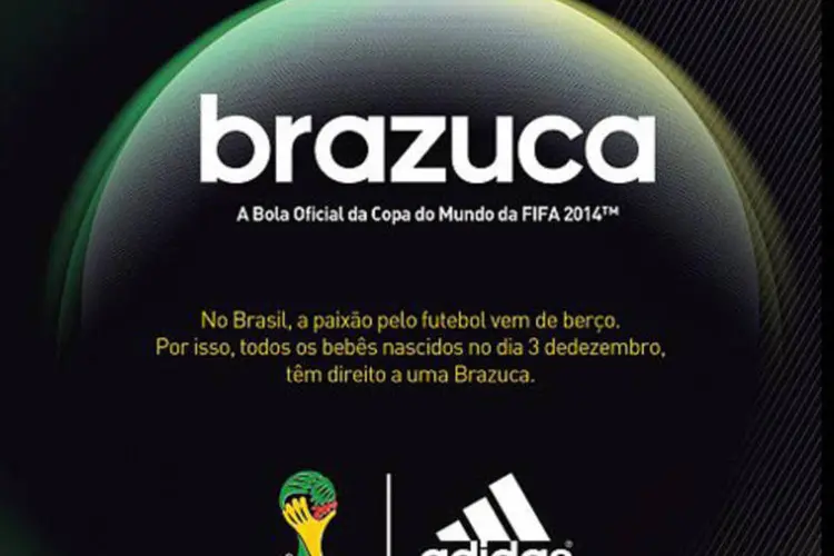 Campanha da Adidas para a bola da Copa: todos os brasileiros nascidos no País no dia 3 de dezembro de 2013 ganharão a bola oficial do torneio (Reprodução)