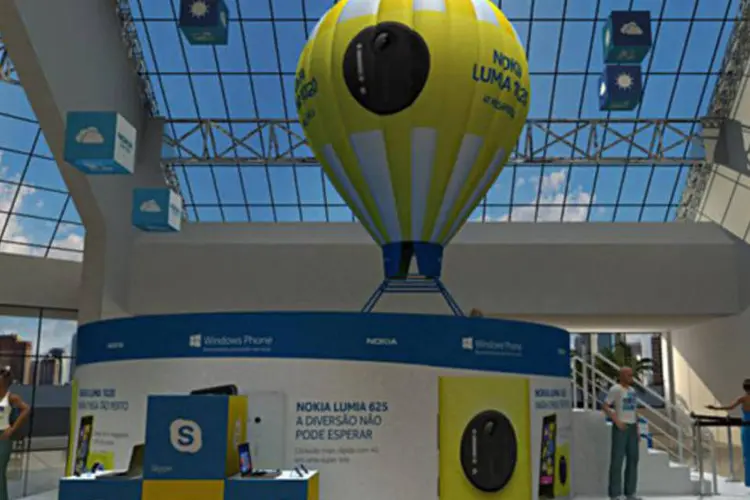 Simulador de balão da Nokia: consumidores poderão ainda conhecer toda a linha Nokia Lumia e experimentar a integração de plataformas do Windows Phone com tablets, PCs e Xbox (Reprodução)