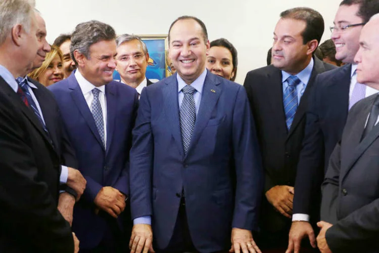 Aécio Neves e Pastor Everaldo: ambos estiveram em evento do tucano com seus aliados (Orlando Brito/Coligação Muda Brasil)