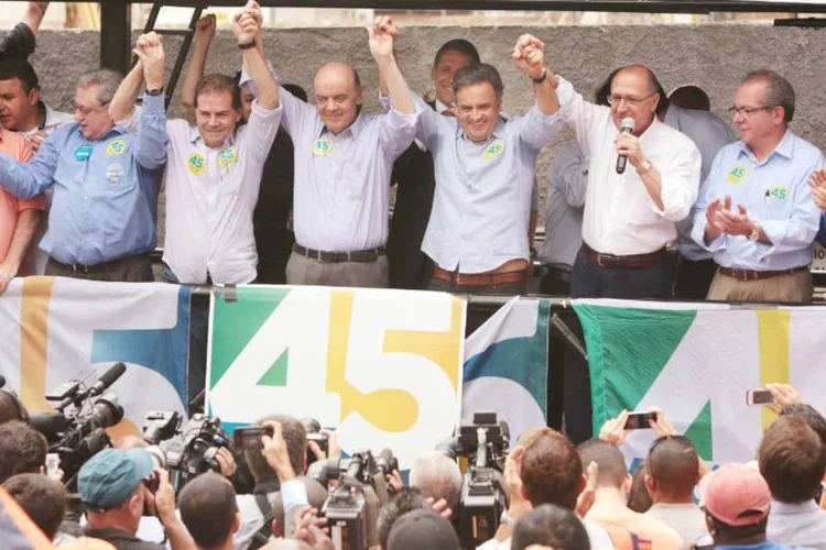Líderes do PSDB: tucanos e coligados esperam para amanhã visita de Marina Silva (Orlando Brito/Coligação Muda Brasil)