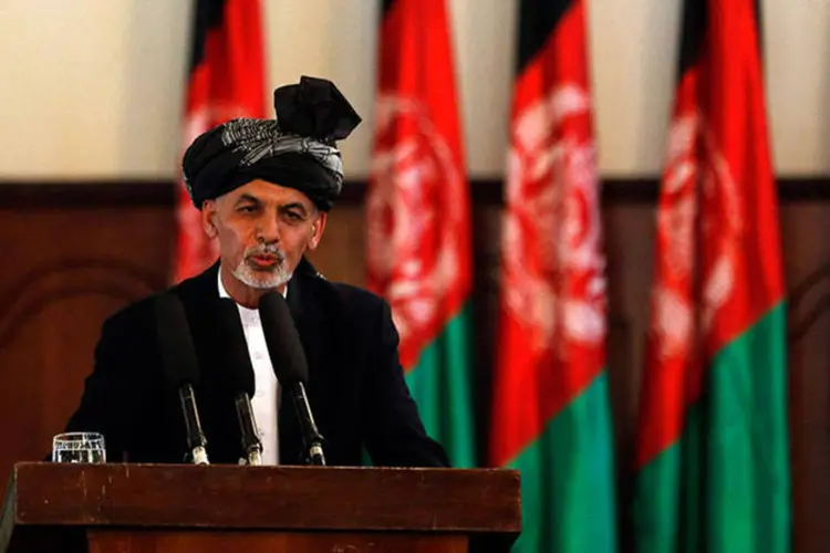 Ashraf Gani discursa após assumir cargo de presidente do Afeganistão (Omar Sobhani/Reuters)