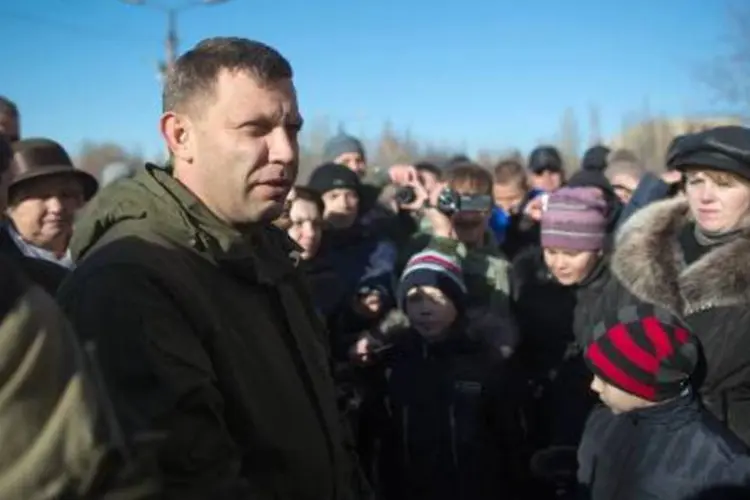O líder separatista Alexander Zakharchenko: na quinta-feira, o exército ucraniano perdeu o aeroporto de Donetsk, após vários meses de combates (Menahem Kahana/AFP)