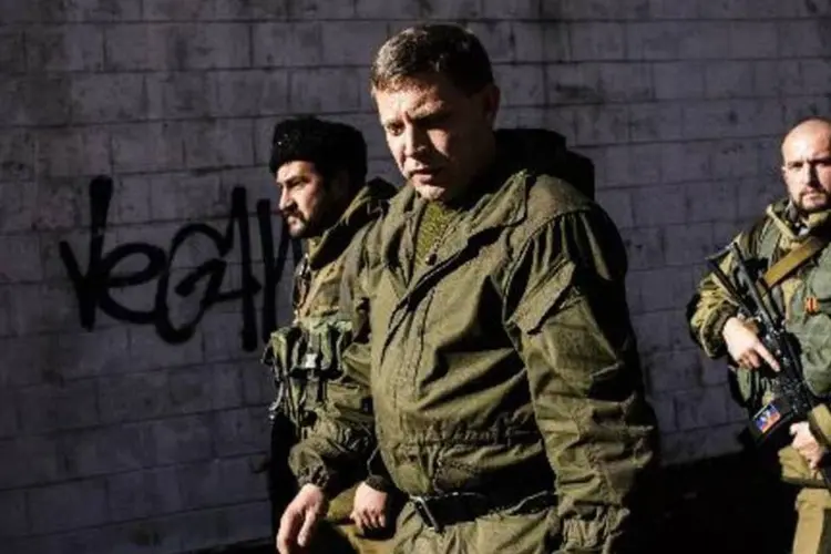 Alexander Zakharchenko, primeiro-ministro da auto-proclamada República Popular de Donetsk e candidato à presidência, é visto em Donetsk (Dimitar Dilkoff/AFP)