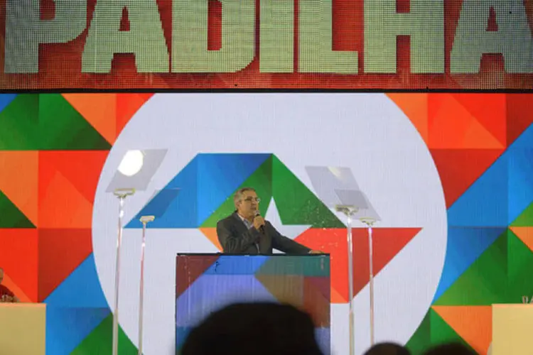 
	Alexandre Padilha durante lan&ccedil;amento da sua campanha em no gin&aacute;sio da Portuguesa
 (Emiliano Capozoli/Horizonte Paulista/Divulgação)