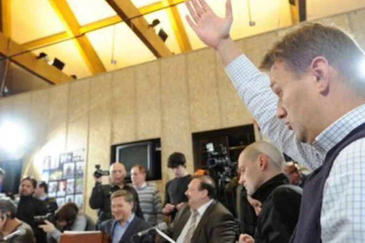 Um dos organizadores de manifestações da oposição, o blogueiro Alexei Navalny, em foto de 31 de janeiro de 2012. (©AFP / Kirill Kudryavtsev)