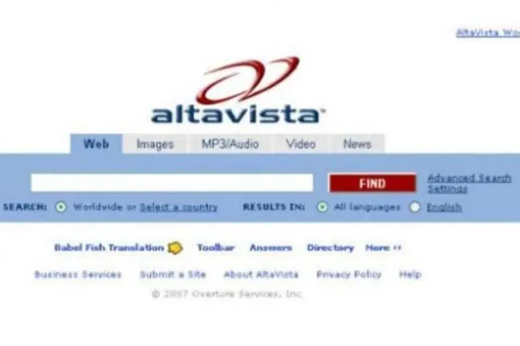 Entre os serviços está o popular buscador AltaVista, que será encerrado no próximo dia 8 de julho. (Reprodução)