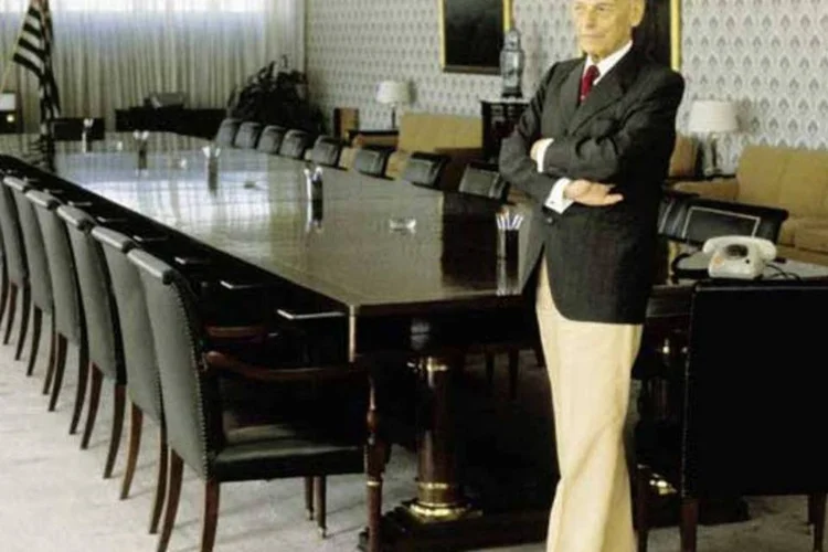 Amador Aguiar, fundador do Bradesco, em foto de 1984 (Orlando Brito/VEJA)