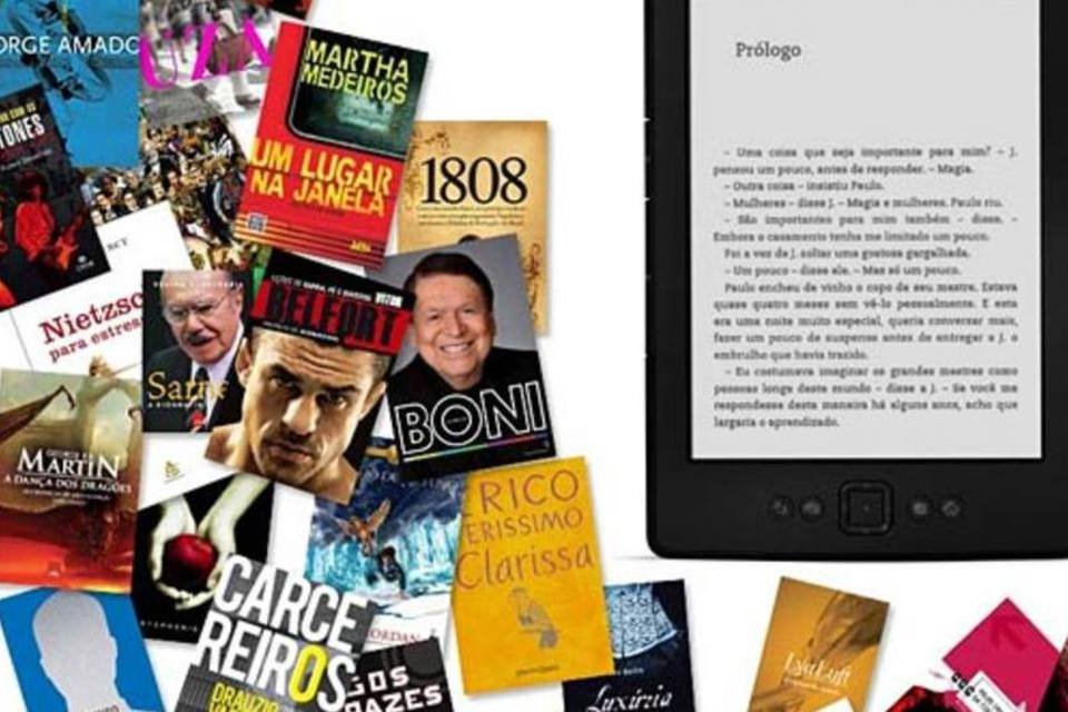 E-reader Kindle, da Amazon (Montagem com imagens de divulgação)