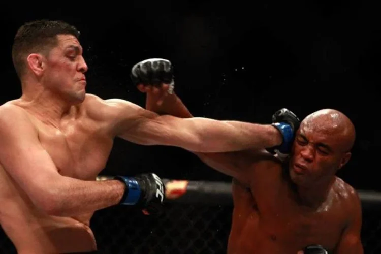 
	Anderson Silva e Nick Diaz: a vit&oacute;ria foi cancelada
 (Getty Images)