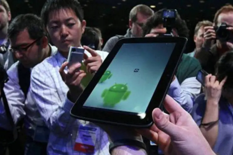 Sistema Android: aparelhos ganharam 0,8 ponto percentual de market share em três meses (Justin Sullivan/Getty Images/AFP)