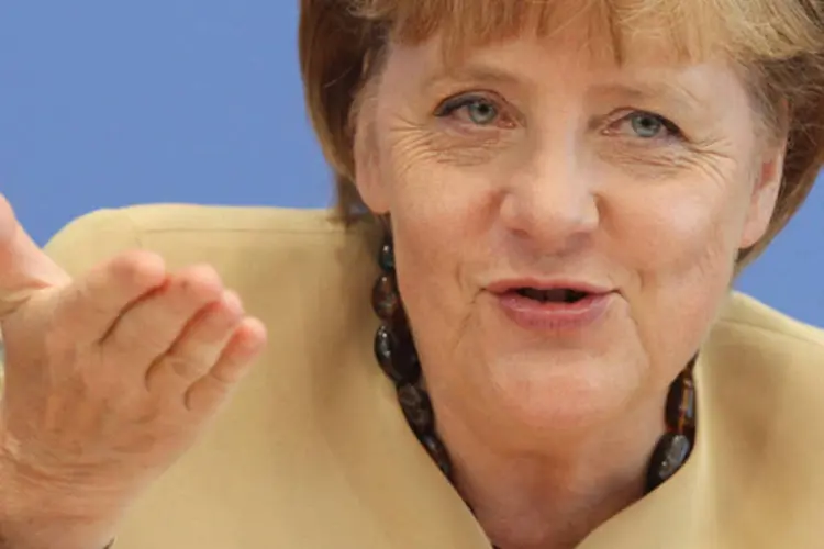 Merkel fala à imprensa: a chanceler pediu a esses países que mantenham a pauta reformista, apesar de suas consequências em curto prazo (Sean Gallup/Getty Images)