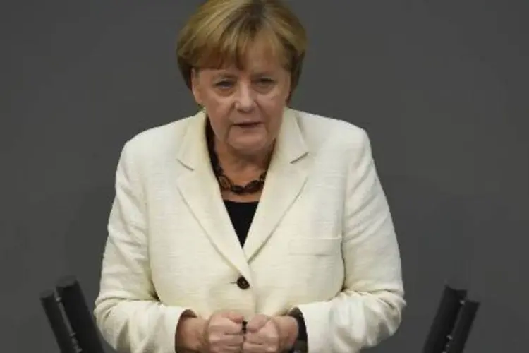 A chanceler alemã, Angela Merkel: em discurso, ela condenará novamente as declarações hostis aos judeus realizadas em manifestações pró-palestinas (Tobias Schwarz/AFP)