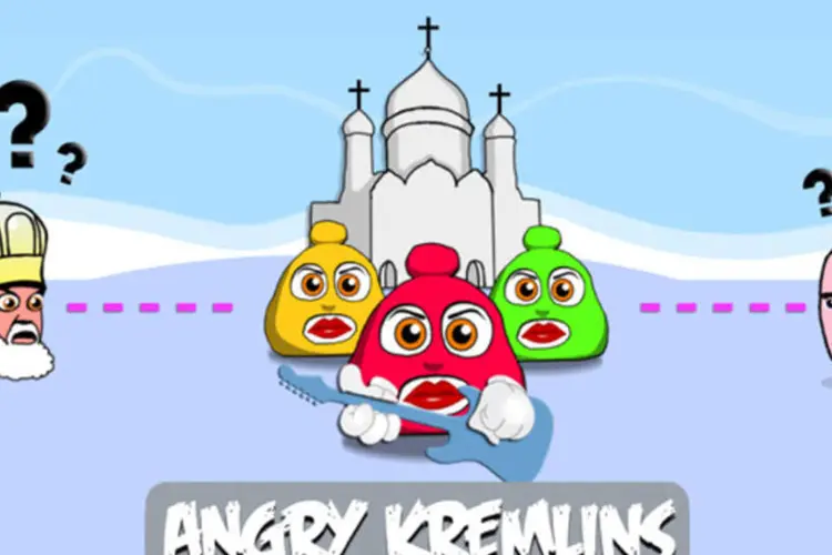 Imagem de reprodução do game Angry Kremlins: o jogo, disponível neste site, já foi acessado mais de 50.000 vezes, principalmente na Rússia (Reprodução)