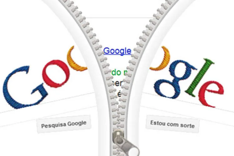 Para homenagear Gideon Sundbäck, o Google dividiu sua página de pesquisa ao meio com um zíper que, aberto, mostra resultados de uma busca sobre o inventor (Reprodução)