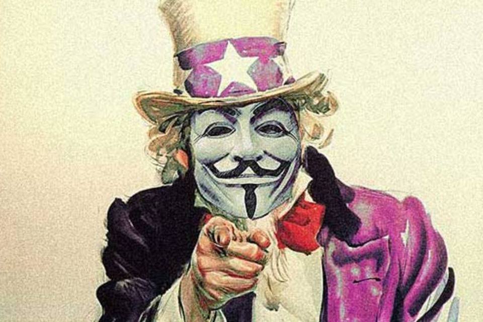 Cartaz do grupo hacker Anonymous (Anonymous / Reprodução)