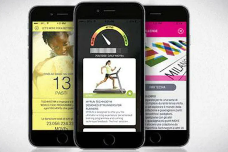 App da Technogym: parceria com programa de fome da ONU (Reprodução)