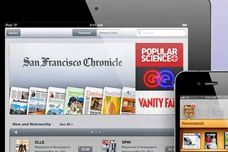O Newsstand funciona de forma similar ao iBooks. Ele permite comprar jornais e revistas para ser lidos no iPhone, iPad ou iPod Touch (Reprodução)