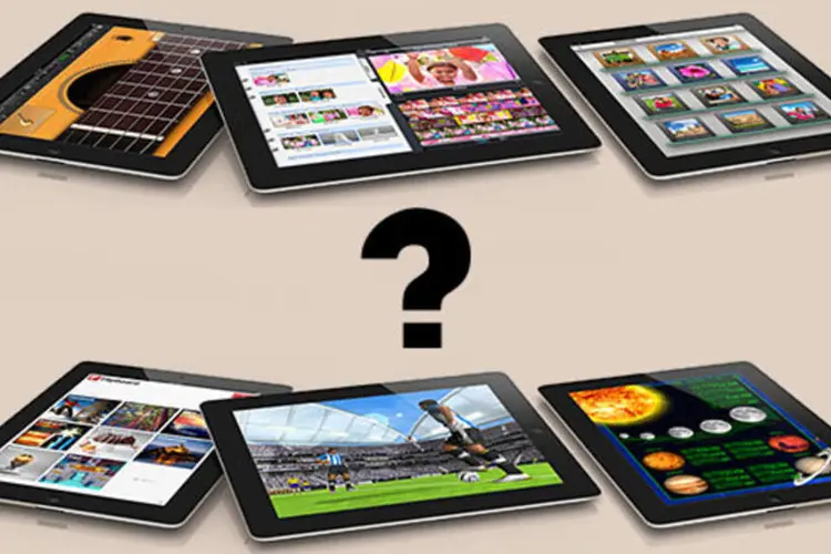 Tablets iPad de terceira geração com aplicativos da Apple (Reprodução)