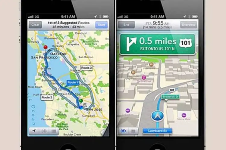 
	App de mapas da Apple no iPhone 4S
 (Apple)