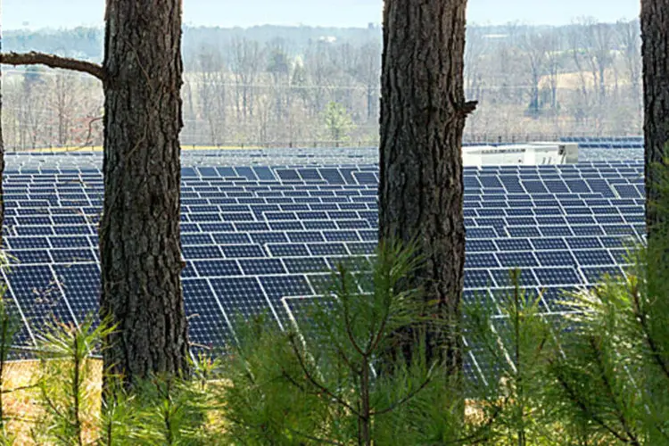 Painéis solares da Apple instalados no estado da Carolina do Norte, nos Estados Unidos (Reprodução/Apple)