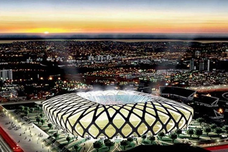
	Projeto do est&aacute;dio Arena da Amaz&ocirc;nia, em Manaua: quase metade das obras j&aacute; est&atilde;o conclu&iacute;das
 (Divulgação)