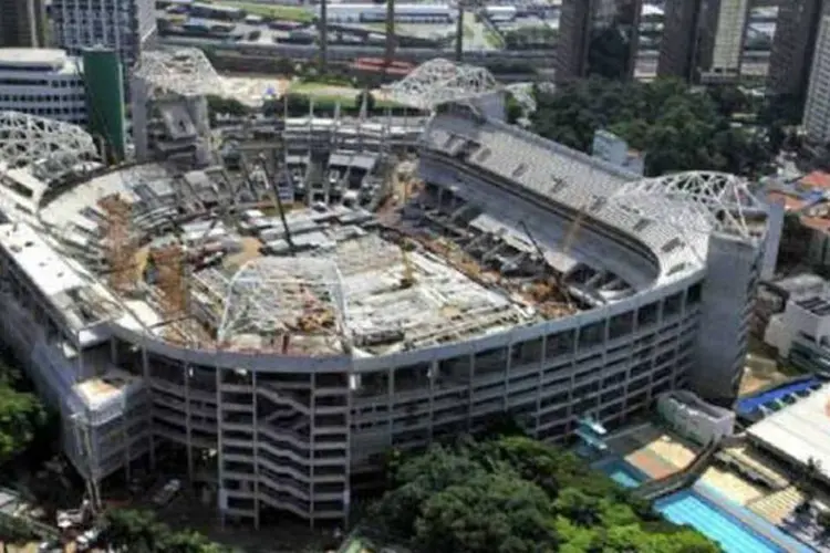 A Nova Arena do Palmeiras em obras em foto de março de 2013