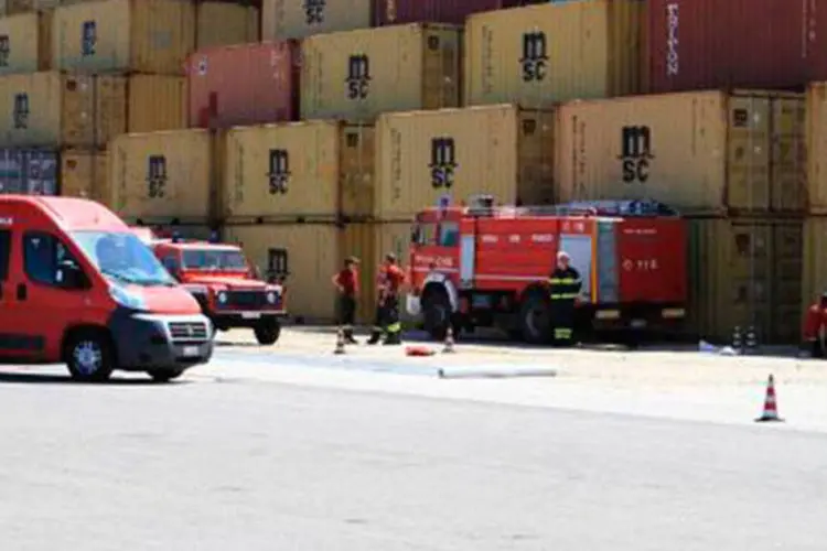 Contêineres com armas químicas sírias no porto de Gioia Tauro
 (AFP)