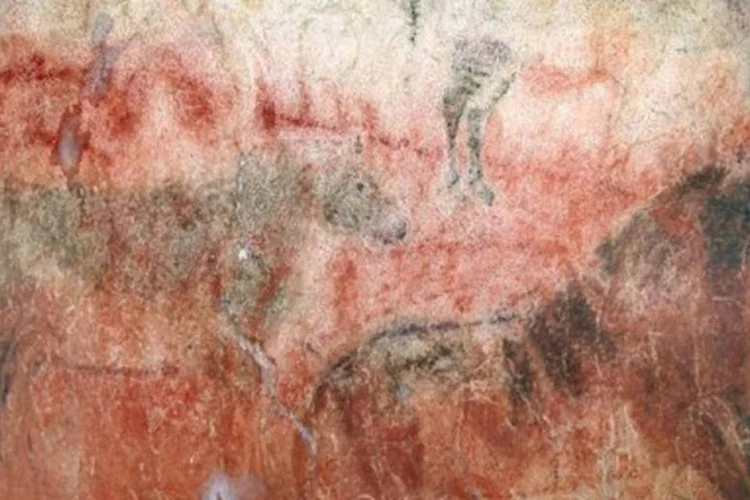 Arte rupestre feita por neandertais na caverna de Tito Bustillo, na Espanha (Rodrigo de Balbín Behrmann/AFP)