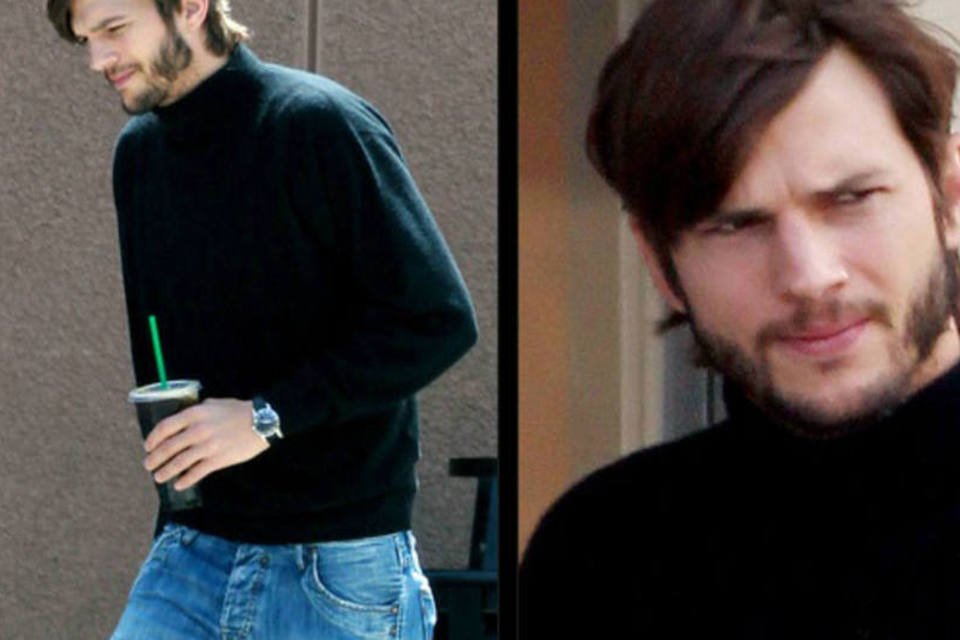 Ashton Kutcher aparece com visual de Steve Jobs