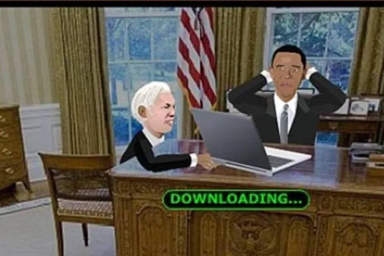 Reprodução do game: no jogo, se Obama acordar, Assange vai pra cadeia (Reprodução)