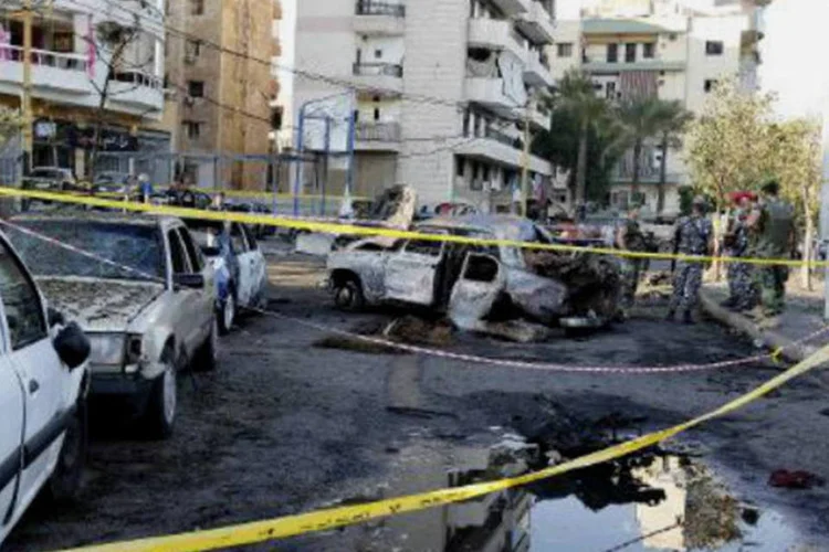 Local do ataque a bomba no Líbano: bar estava lotado de torcedores (Anwar Amro/AFP)