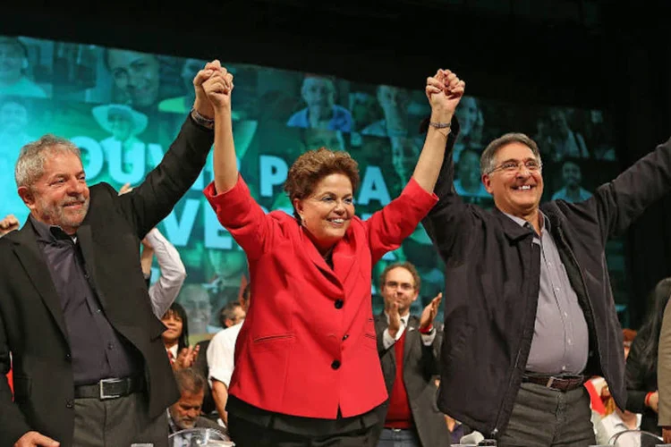 Lula, Dilma e Fernando Pimentel em ato do PT em Belo Horizonte (Ricardo Stuckert/Instituto Lula)