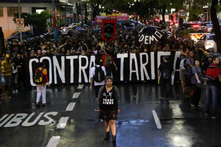 Protesto do MPL: quatro pessoas haviam sido detidas até as 21 horas (Reprodução/Twitter/@mpl_sp)